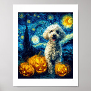 Póster Perro Caniche Lindo Calabaza De Halloween Jack O L