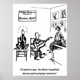 Póster Perro Cantando, Postal vintage humorística