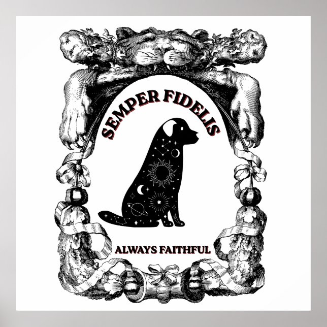 Póster Perro Celestial Vintage Semper Fidelis (Frente)