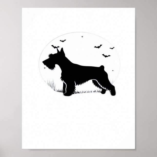 Póster Perro Cesky Terrier - Colas de silueta de luna de  (Frente)