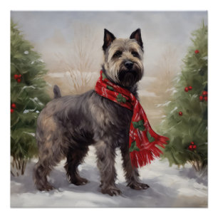Póster Perro chesapeake en Navidades de nieve