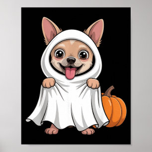 Póster Perro Chihuahua con disfraz de fantasma blanco Per