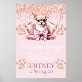 Póster Perro Chihuahua con Fiesta de bienvenida al cumple