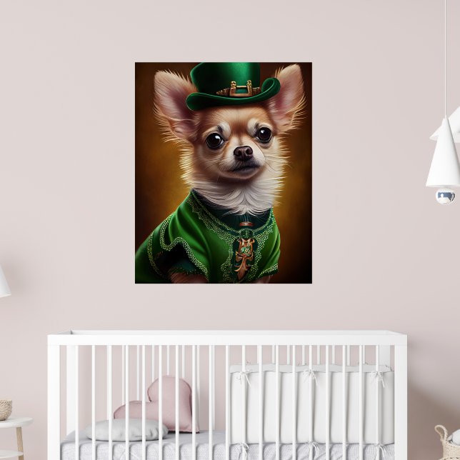 Póster Perro Chihuahua con vestido del Día de San Patrici (Guardería 2)