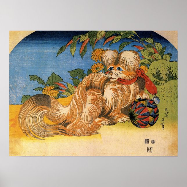 Póster Perro chino Furry Vintage (Frente)