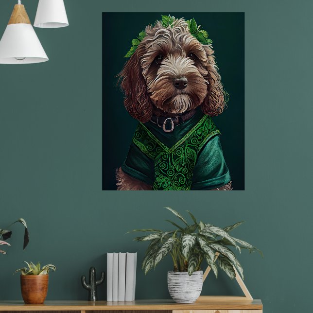 Póster Perro Cockapoo con vestido de San Patricio (Salón 1)