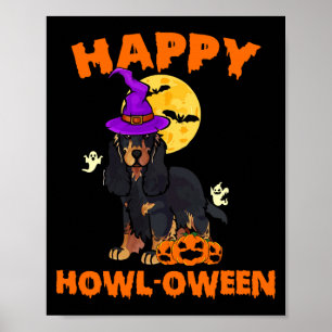 Póster Perro Cocker Spaniel Negro Y Castaño Bruja Hallowe