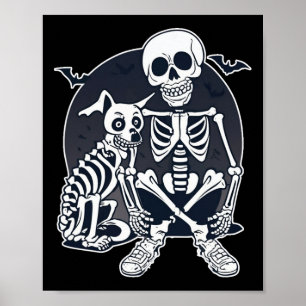 Póster Perro Como Huesos Halloween Disfraz de esqueleto