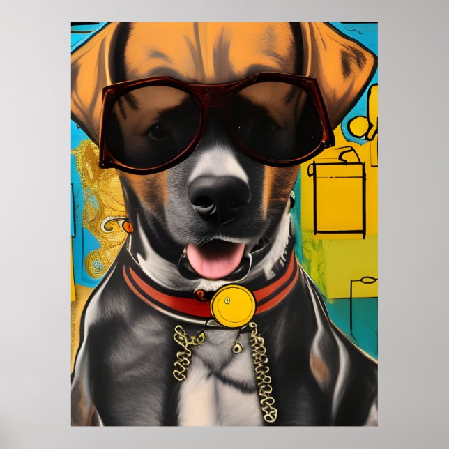 Póster Perro con gafas de sol (Frente)