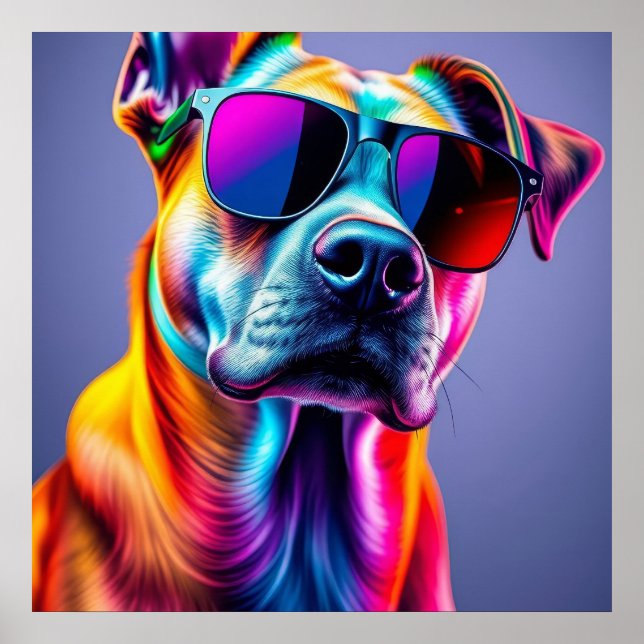 Póster Perro con gafas de sol (Frente)