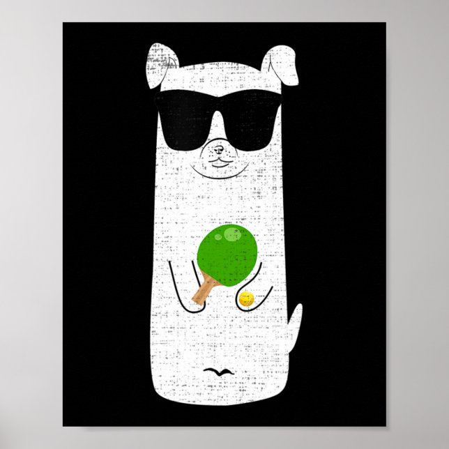 Póster Perro con gafas de sol jugando mesa Tenis Diversió (Frente)