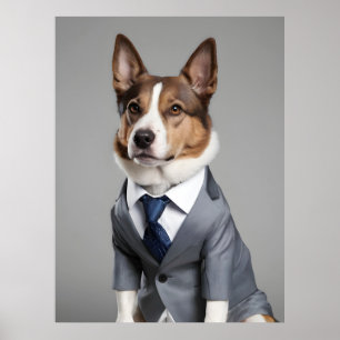 Póster Perro con traje