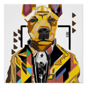 Póster Perro con traje: Arte digital