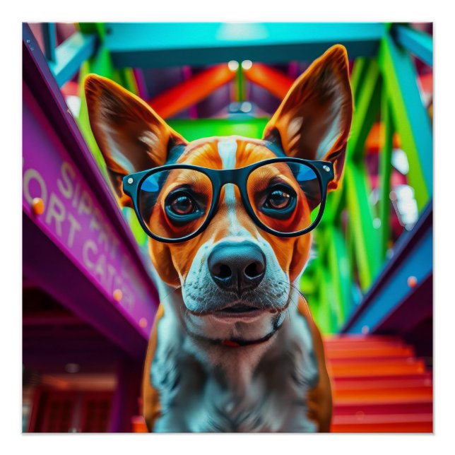 Póster Perro Cool con Gafas de Sol (Anverso)