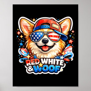 Póster Perro corgi divertido rojo blanco y ladrido patrio