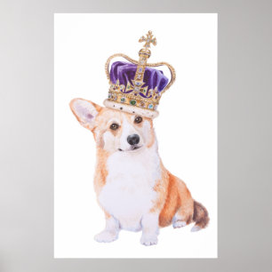 Póster Perro Corgi en la corona