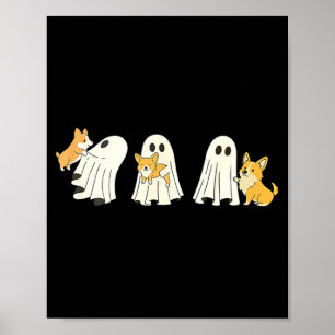 Póster Perro Corgi Fantasma de Halloween