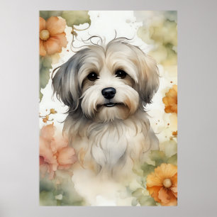 Póster Perro cubano en acuarela