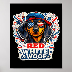 Póster Perro dachshund divertido rojo blanco y ladrido pa