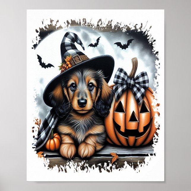 Póster Perro Dachshund Halloween (Frente)
