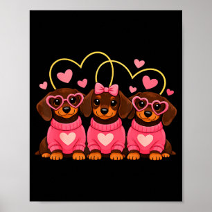 Póster Perro Dachshund Lindo Día de San Valentín Corazón