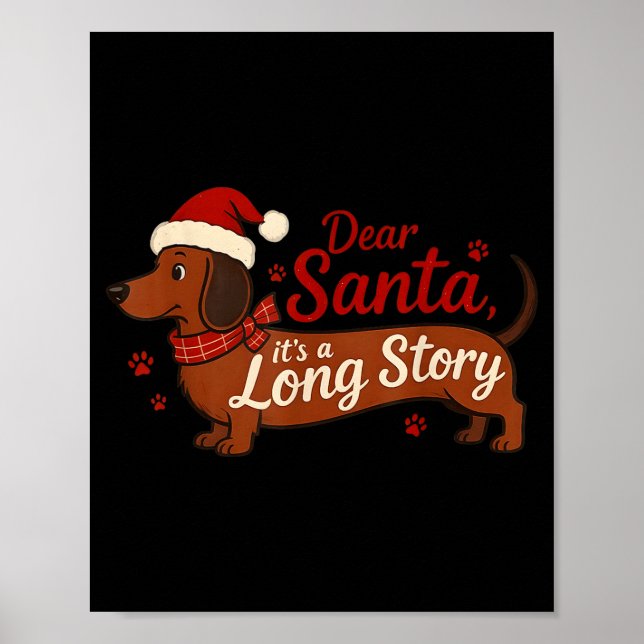 Póster Perro Dachshund Querido Santa Es Una Historia Larg (Frente)