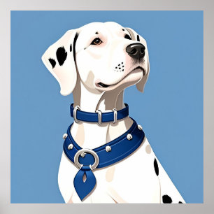Póster Perro dálmata con collar azul