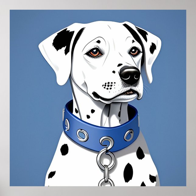 Póster Perro dálmata con collar azul (Frente)