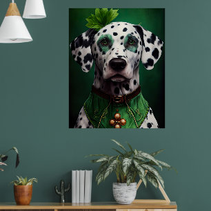 Póster Perro dálmata con vestido del día de San Patricio