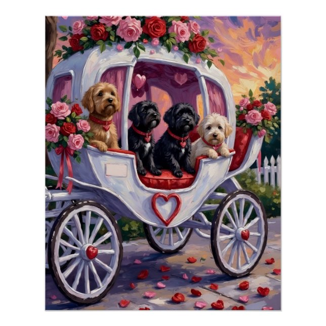 Póster Perro de Agua Portugués Día de San Valentín (Anverso)