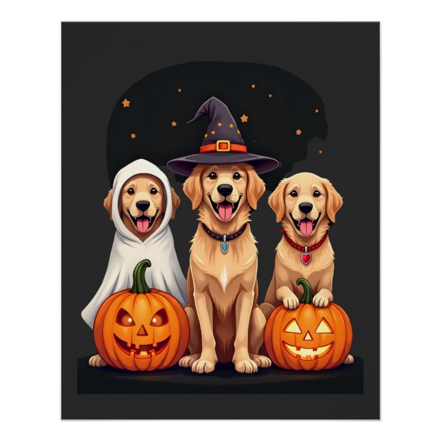 Póster Perro de Agua Retriever Fantasma Halloween Truco o (Anverso)