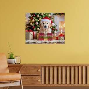 Póster Perro de aguas retriever dorado de Navidad