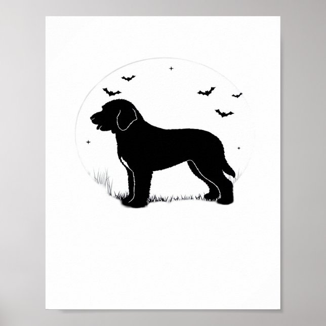 Póster Perro de Barbet - Silhouette de luna de Halloween  (Frente)
