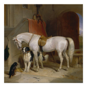 Póster Perro de caballo Favoritos pintando arte Paisaje d