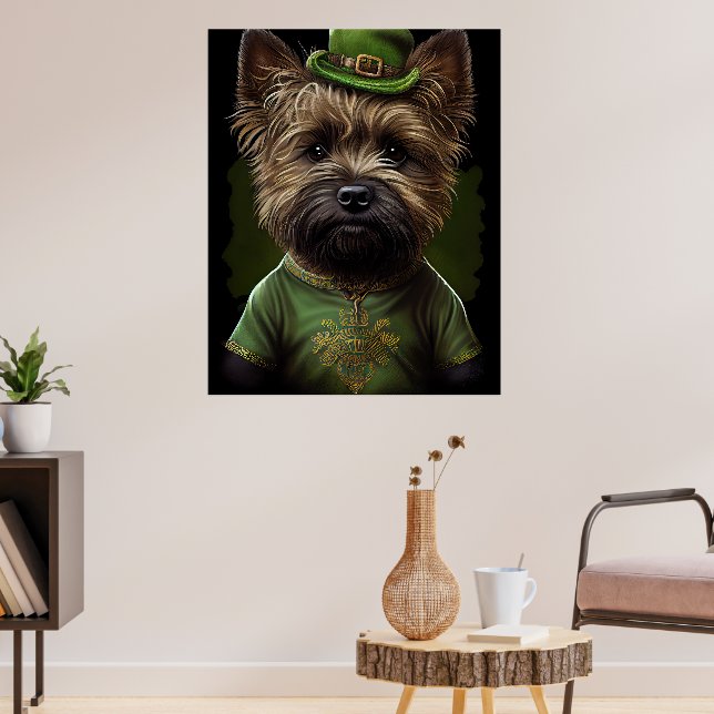 Póster Perro de Cairn Terrier en el vestido de San Patric (Salón 3)