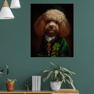 Póster Perro de canapé con vestido de San Patricio