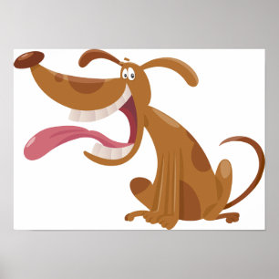Póster Perro de caricatura con sonrisa y lengua fuera