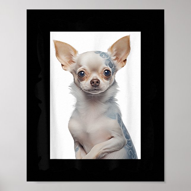 Póster Perro de Chihuahua Steampunk con perro de los tatu (Frente)