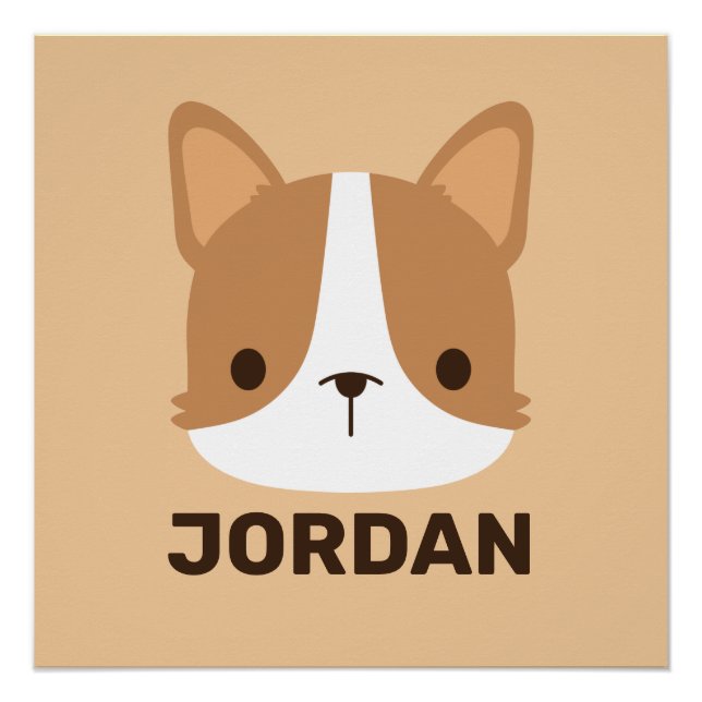 Póster Perro de Corgi con nombre personalizado (Anverso)