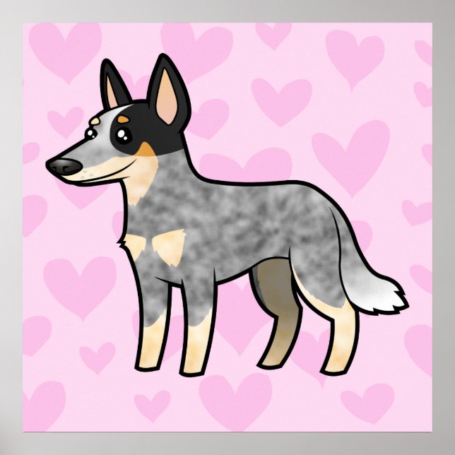 Póster Perro de ganado australiano / Amor Kelpie (Frente)