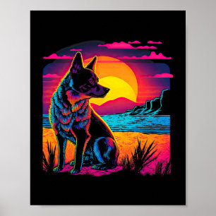 Póster Perro de ganado australiano retro estético 17