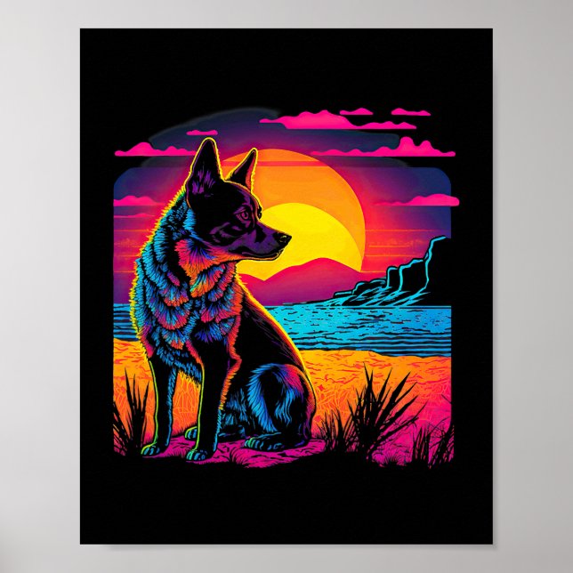 Póster Perro de ganado australiano retro estético 17 (Frente)