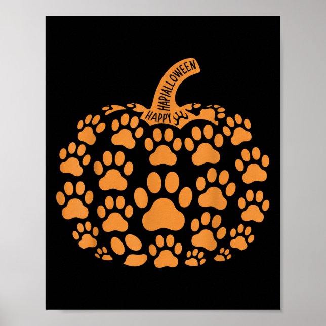 Póster Perro de garra de calabaza divertida Halloween par (Frente)