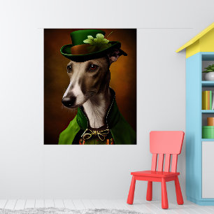 Póster Perro de Greyhound con vestido en el Día de San Pa