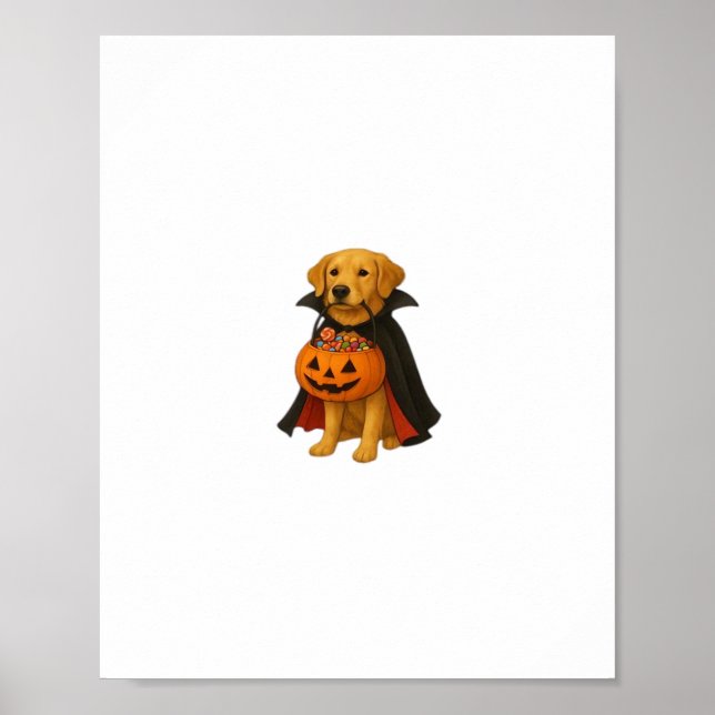 Póster Perro de Halloween con calabaza (Frente)