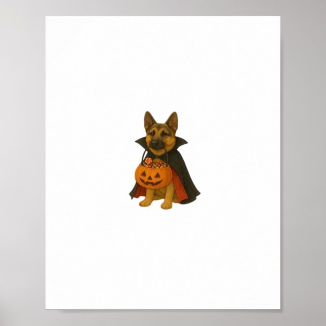 Póster Perro de Halloween en Bulldog alemán vestido de va (Frente)