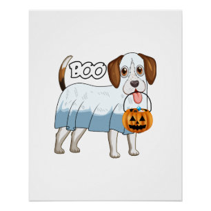 Póster Perro de Halloween Fantasma Beagle