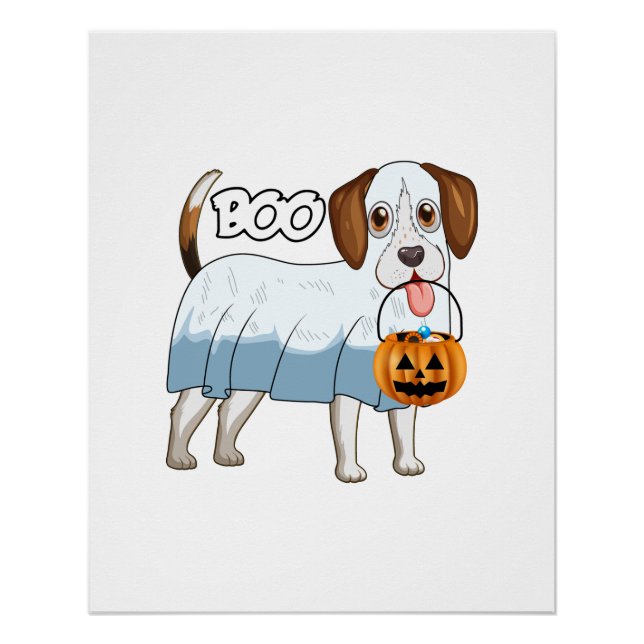 Póster Perro de Halloween Fantasma Beagle (Anverso)