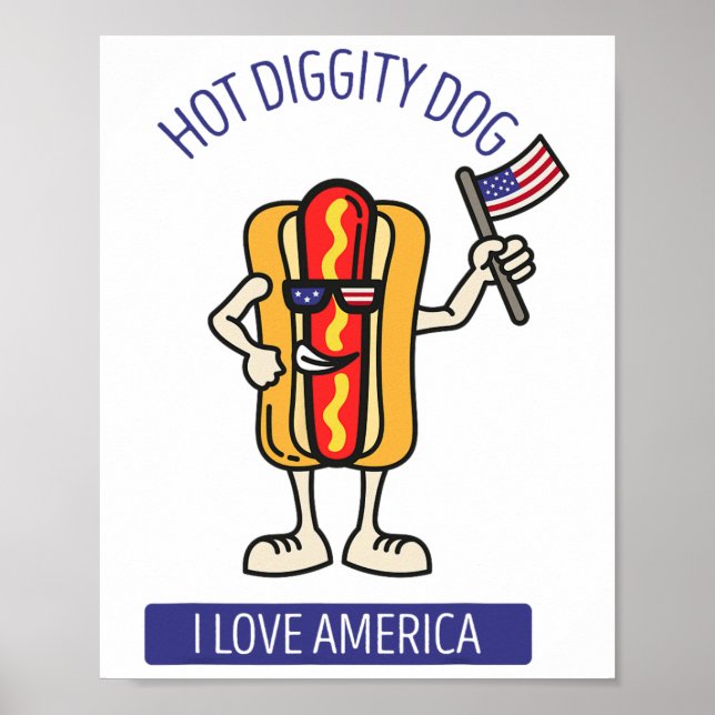 Póster Perro de la Dignidad Caliente 4 de Julio Patriótic (Frente)