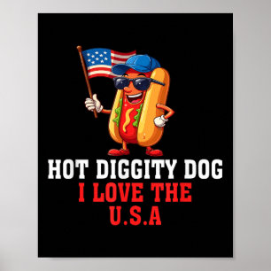 Póster Perro de la Dignidad Caliente Amo El Hotdog Bander